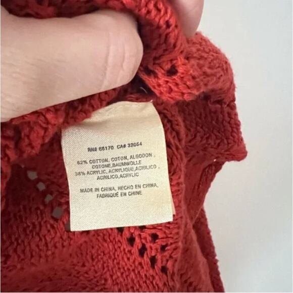 Anthropologie Meadow Rue Priscilla Rust Pointelle Belted Cardigan - Picture 6 of 6